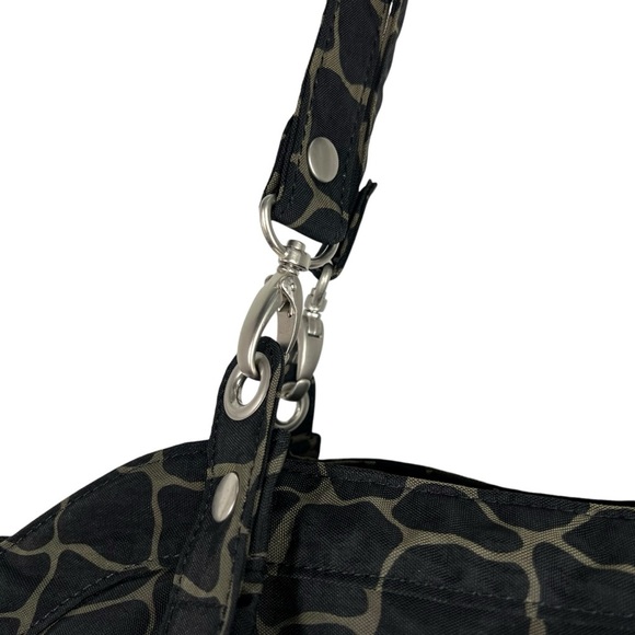BAGGALLINI Black Cheetah Animal Print Nylon Tote with Silver Hardware - Picture 9 of 9